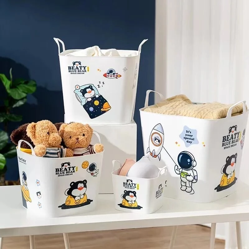 Balde multifuncional e para organização de brinquedos com estampa de universo divertido